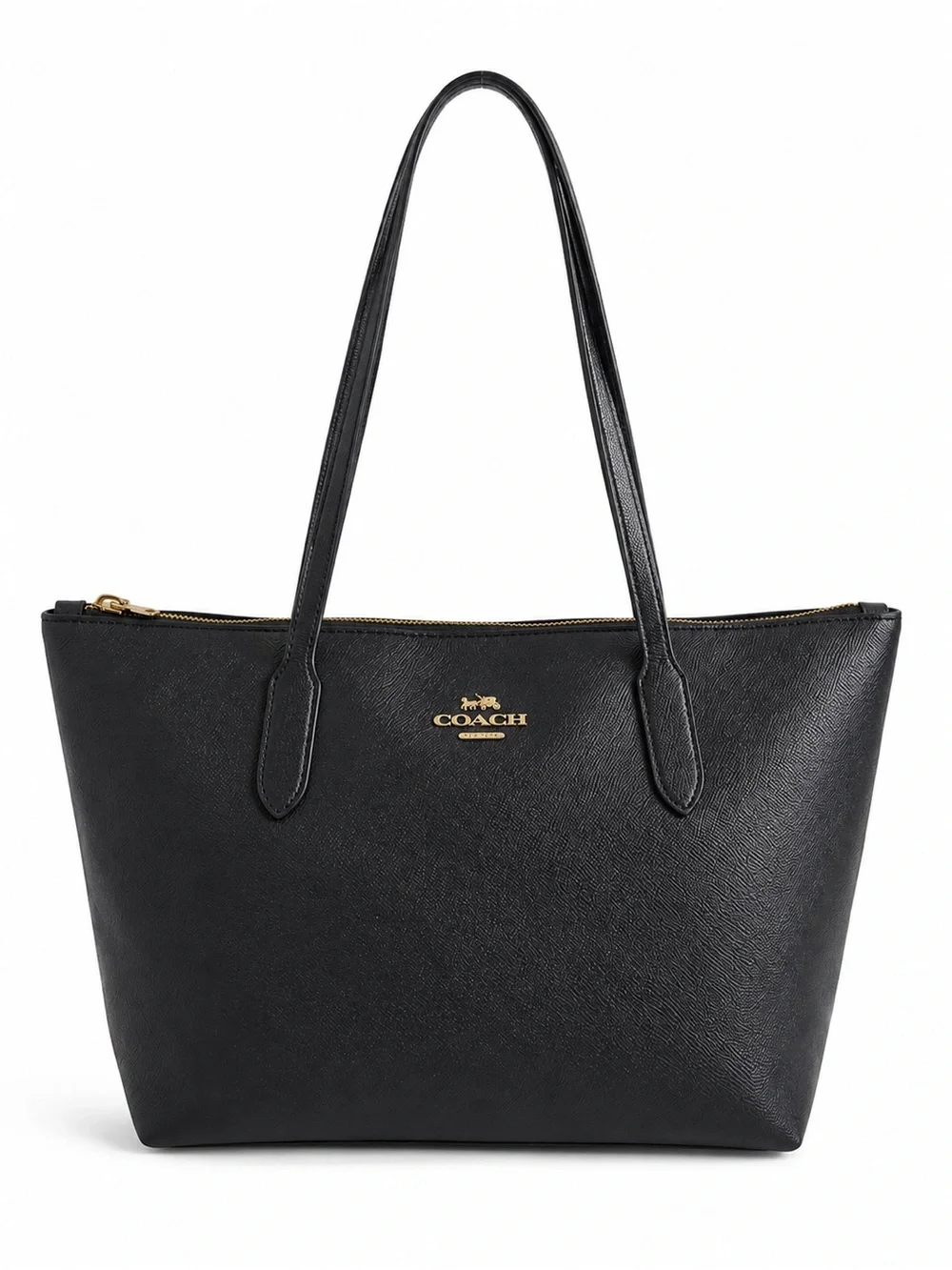 Coach Black Saffiano Leather Zip Top Tote Shoulder Bag Classic Large